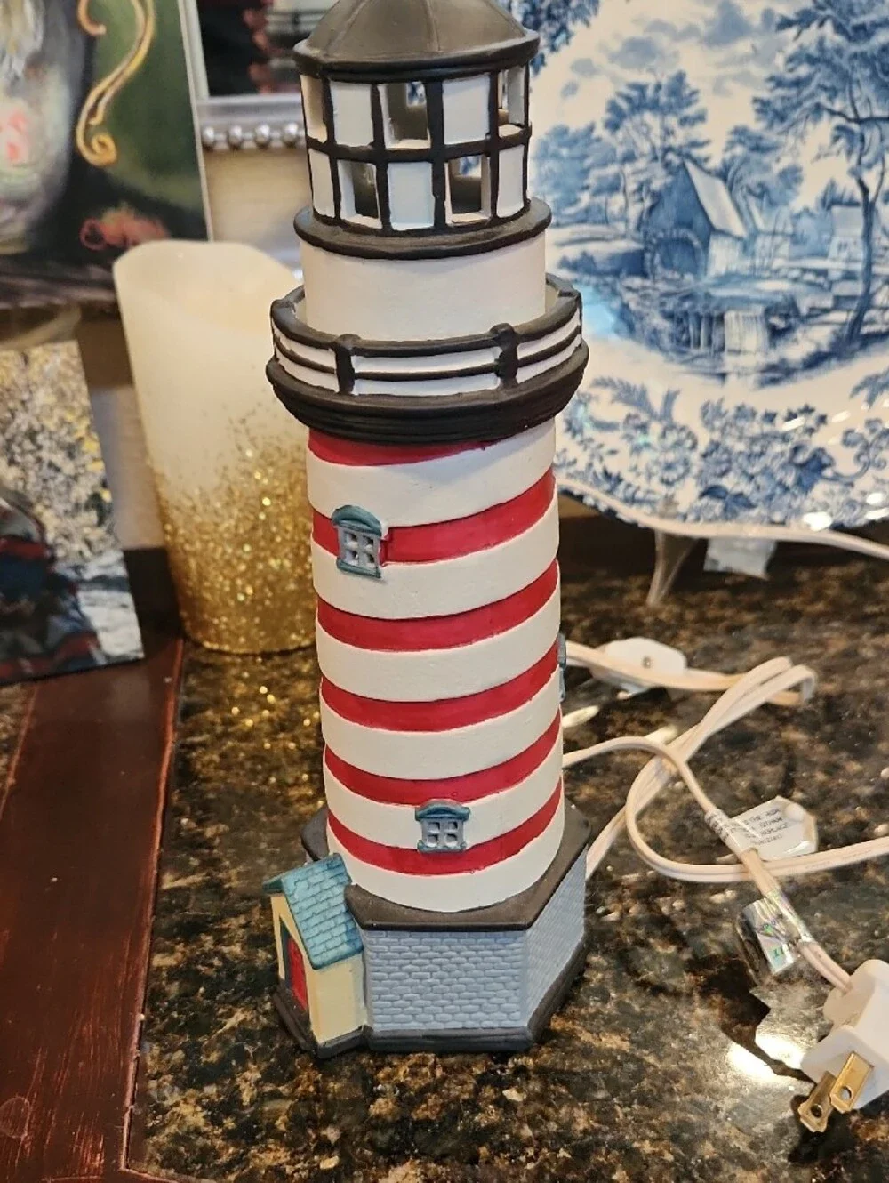 Coastal Lighthouse Table Lamp - Red & White